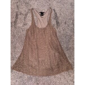 Willi Smith Brown Sequin Double Layered Tank Top